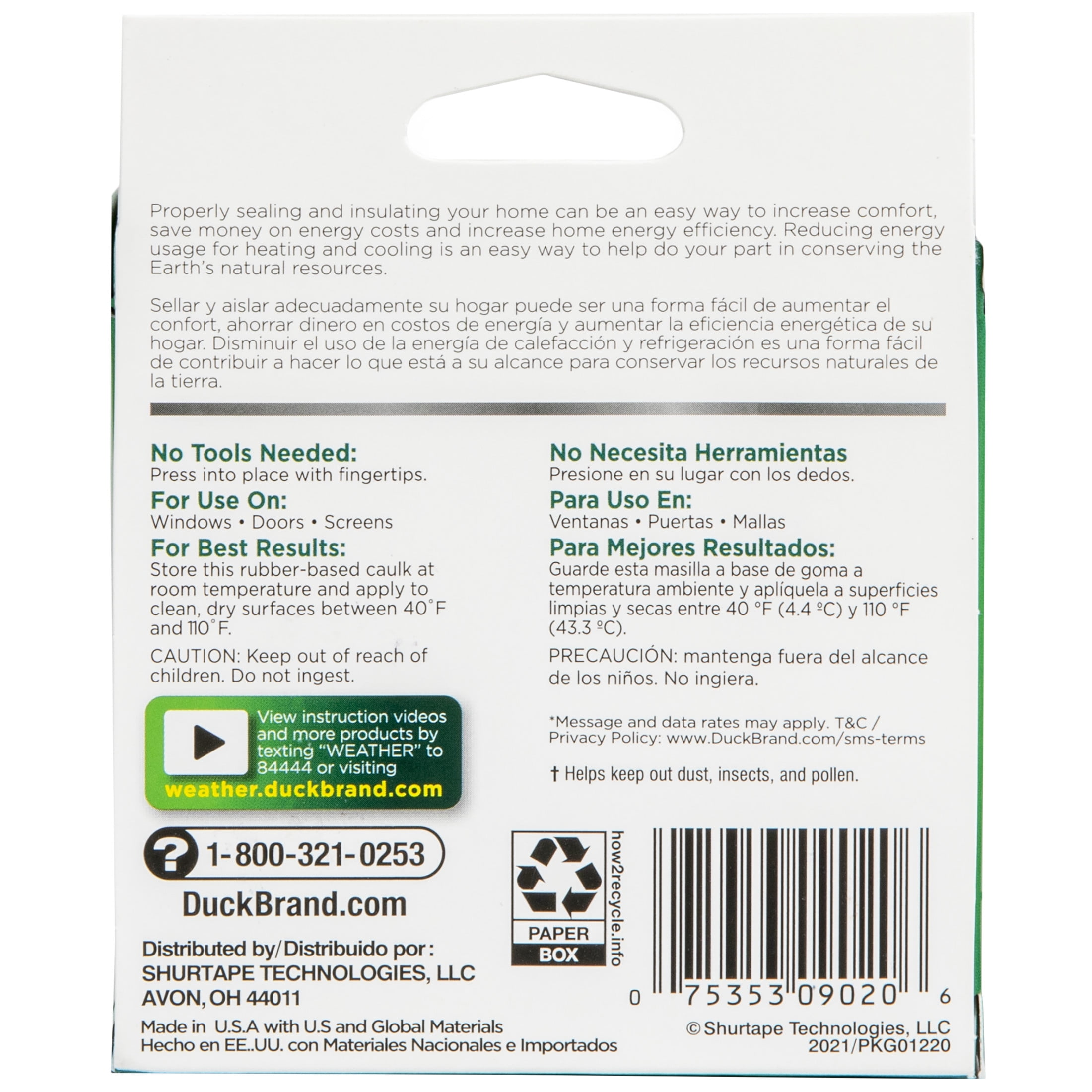 Duck Brand White Rubber Rope Caulk for Windows and Doors - 0.125 in. x 35 ft.