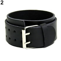Ayyufe Adjustable 2 Layers Men's Leather Wristband Buckle Cuff Bangle Bracelet