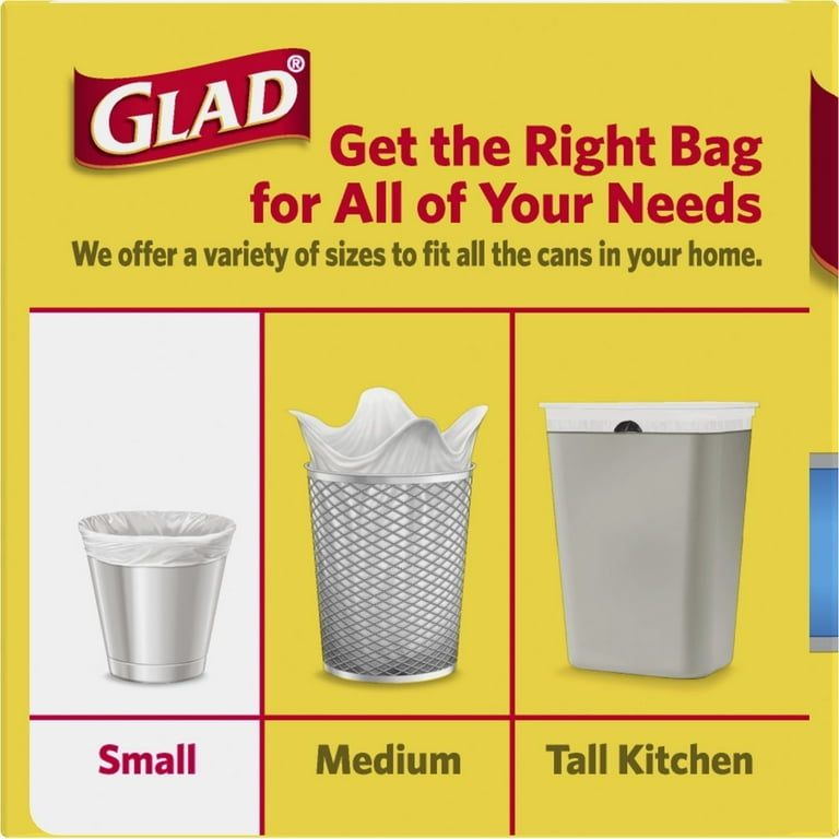 Glad Small Trash Bags - OdorShield 4 Gallon White Trash Bag