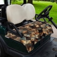 thumbnail image 2 of Golf Cart Seat Covers for 2 Seater,Brown Teal Geometric Microfiber Cart Seat Towel Blanket,Retro Modern Plaid Abstract Art Absorbent Breathable Non Slip Bench Seats Protector for Golf Course 51"x31", 2 of 9