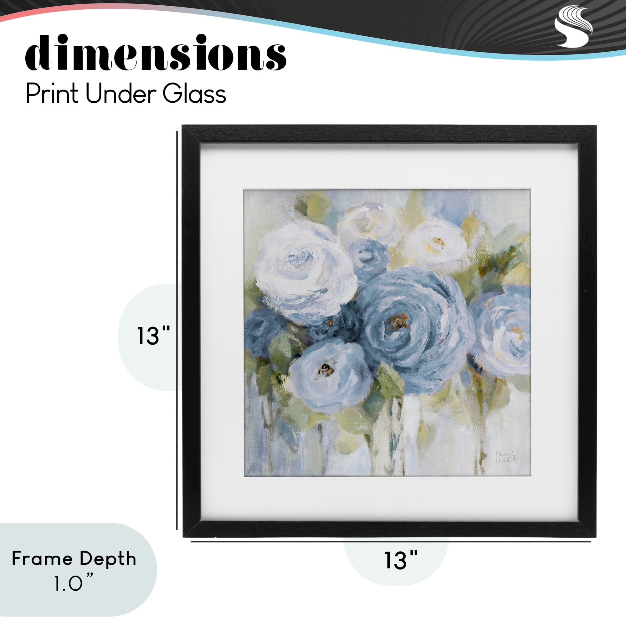 Stupell Industries Softly Blooming In Blues Black Framed Print Under Glass, design by Lanie Loreth
