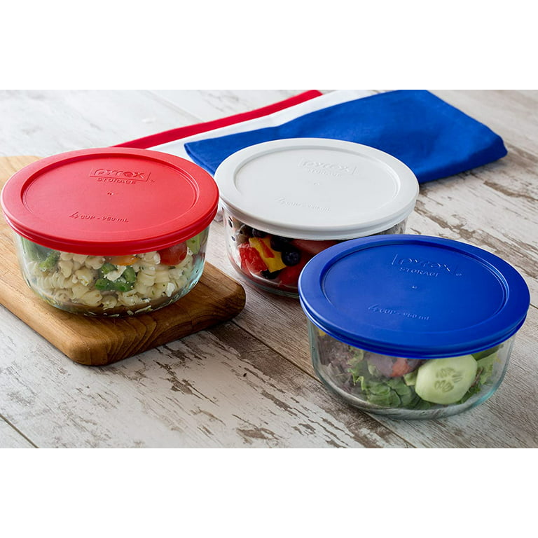 3 Clear Pyrex Glass Food Storage Bowls & Lids 2 Cup 4 Cup 7 Cup for sale  online