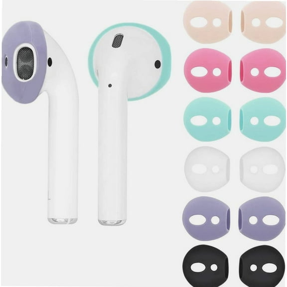 [ Fit in Case ] 6 Pairs Thin Replacement Eartips Slim Gel Earbuds Ear Tips Skin Accessories Compatible with AirPods 1 and 2 [Fit in Charging Case] 6 Multicolor
