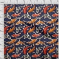 thumbnail image 3 of oneOone Polyester Lycra Navy Blue Fabric Bubbles & Koi Fish Ocean Sewing Fabric By The Yard Printed Diy Clothing Sewing Supplies 56 Inch Wide, 3 of 4
