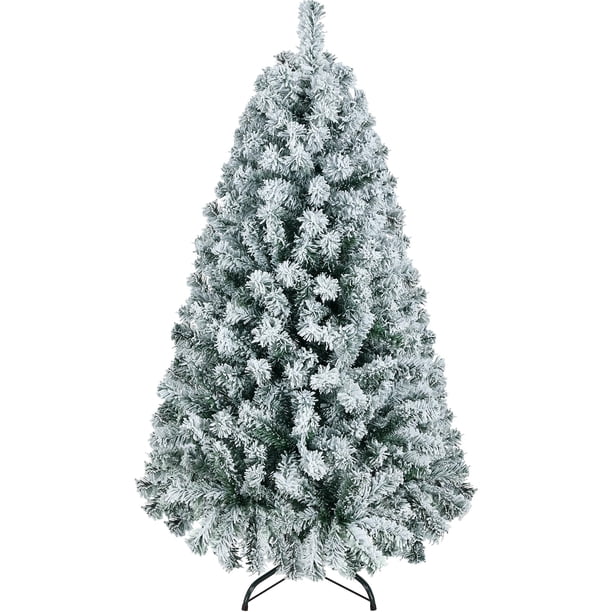 Árbol de Navidad Yaheetech, abeto cubierto de nieve, 1,4 m, con 340 puntas