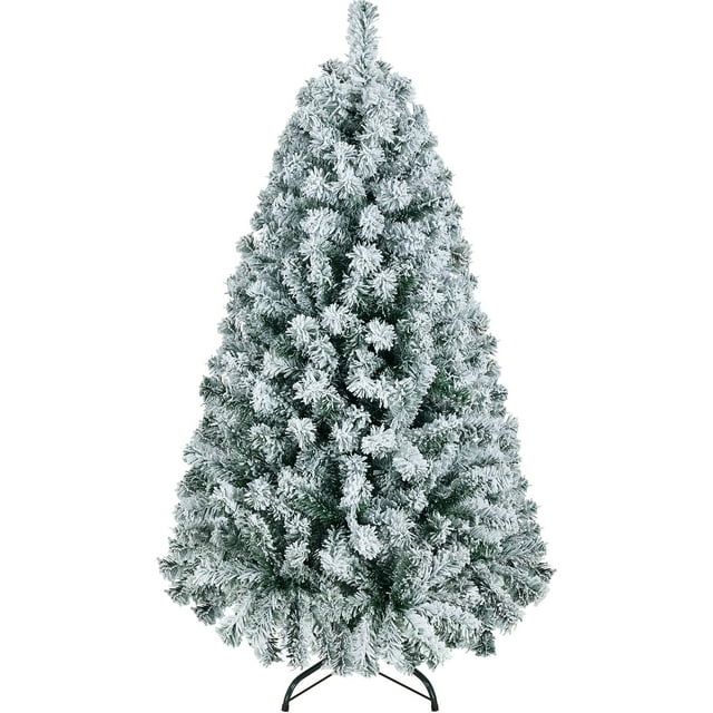 Árbol de Navidad Yaheetech, abeto cubierto de nieve, 1,4 m, con 340 puntas