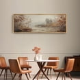thumbnail image 4 of Large Framed Canvas Print Tranquil Fall Landscape, Warm Earthy Tones Wall Art Decorative Ready to Hang Painting for Living room Bedroom - 60"x20" Natural Frame, 4 of 7