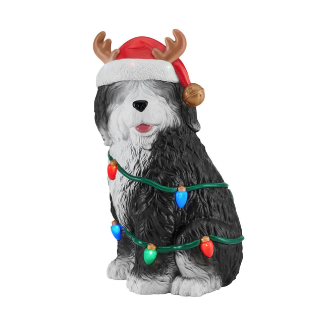 Home Accents Holiday 30 in Christmas Sheep Dog Blow Mold Indoor/Outdoor Decoration