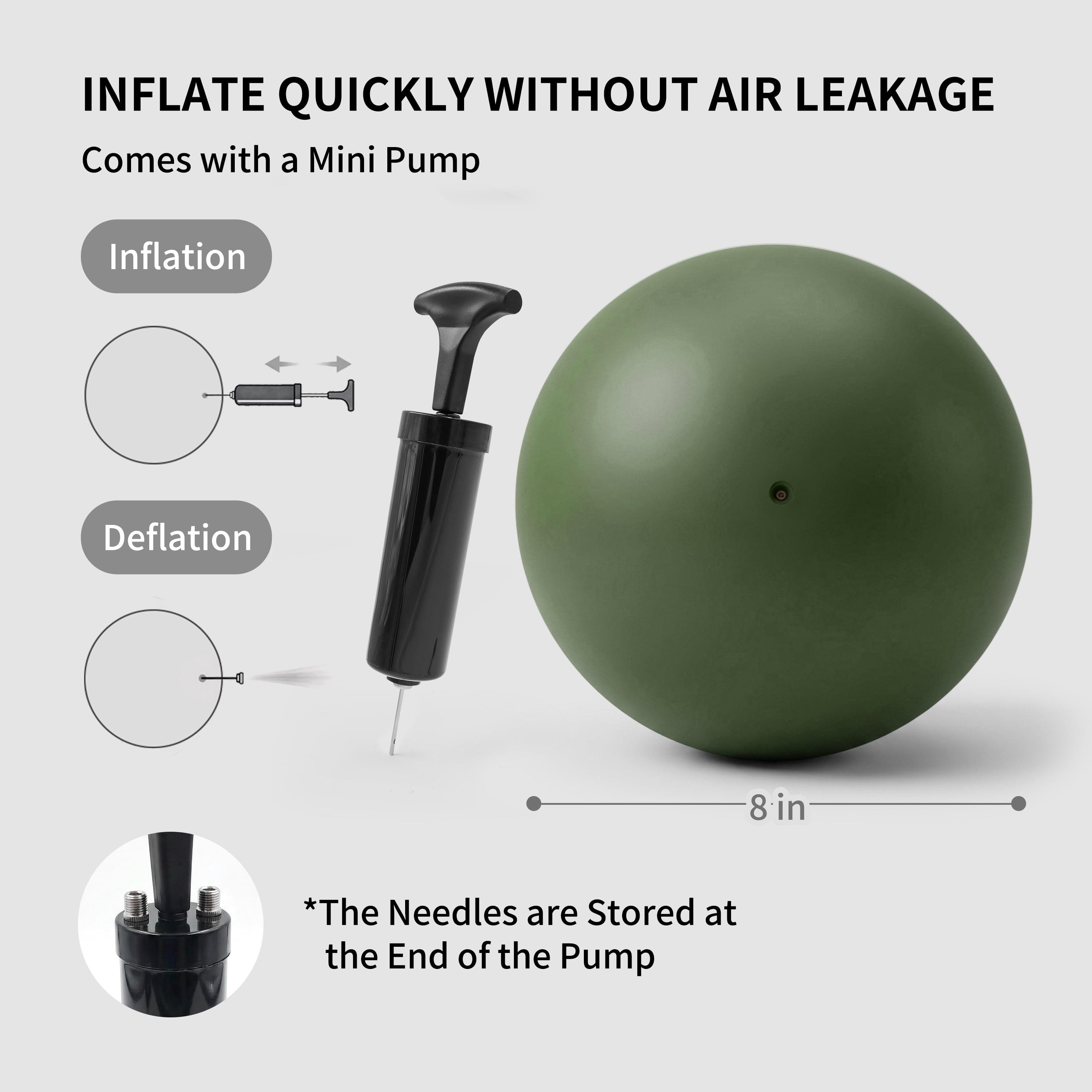 FITMIND Thickened Pilates Ball, 8in Core Ball for Physical Therapy, Ab Release and Core Workouts - Dark Green