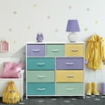 thumbnail image 7 of Sorbus Kids Dresser with 9 Drawers - Furniture Storage Chest Tower Unit for Bedroom, Hallway, Closet, Office Organization - Steel Frame, Wood Top, Tie-dye Fabric Bins (Pastel 2, Pastel), 7 of 7