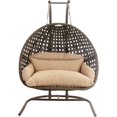 thumbnail image 4 of Island Gale Upgraded Luxury Double Seat Outdoor Patio Hanging Wicker Swing Chair W/Cushion and U Shape Base (Charcoal or Latte Color Option)), 4 of 13