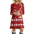 thumbnail image 6 of Womens Dresses Summer, Womens Dresses,Women's Fashion Casual Long Sleeve Christmas Party Dress with Snowflake Print Round Neck Elegant Holiday Attire, 6 of 6
