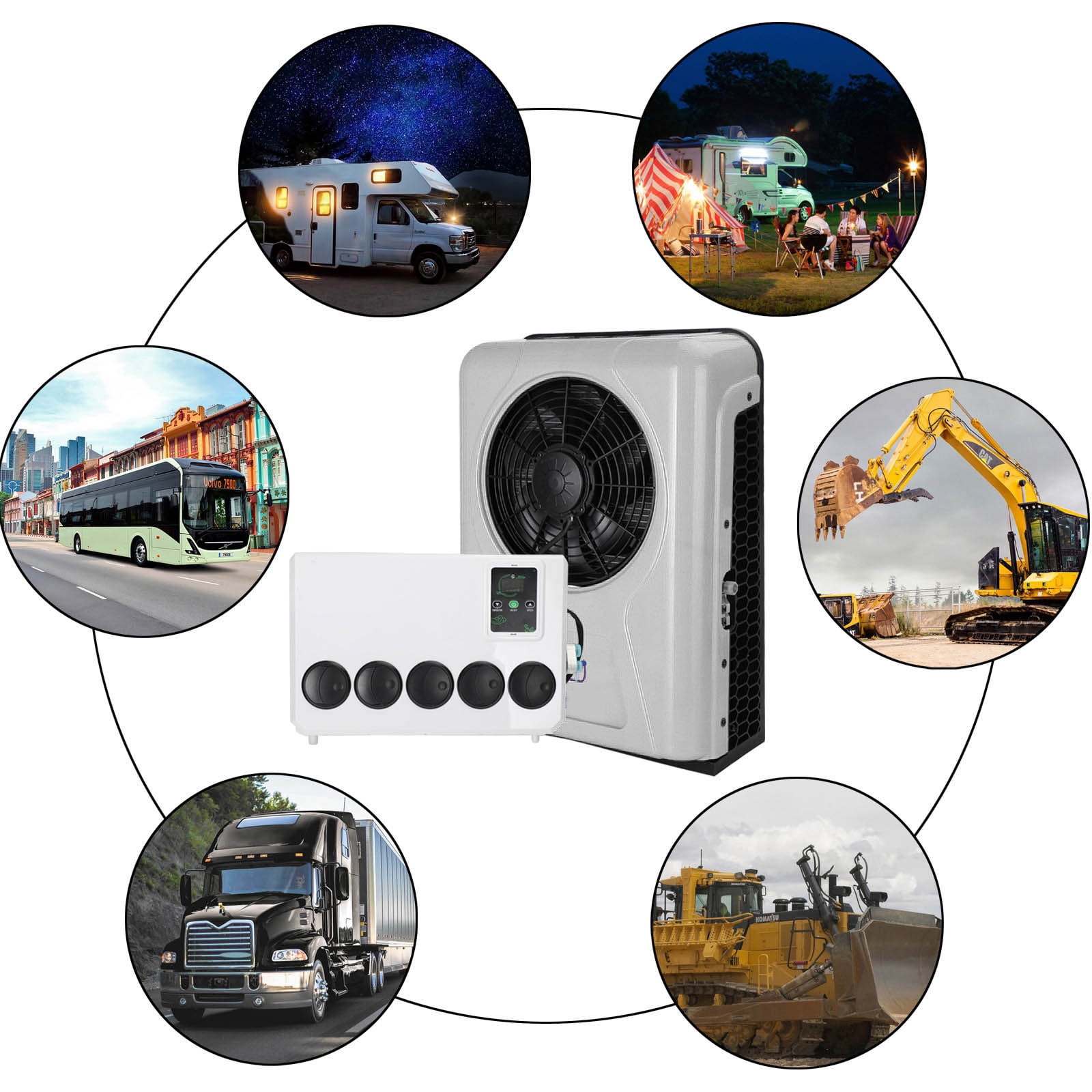 TOPTENG 12000 BTU 12V DC Split Parking Air Conditioner For RV Truck Vans Forklift Excavator Crane Construction Vehicle