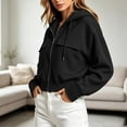 thumbnail image 6 of APEXFWDT Cropped Zip‑Up Hoodie Jacket Women Full Zip Hooded Sweatshirt with Flap Cargo Pockets, 6 of 7