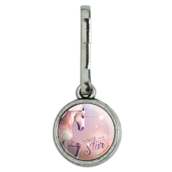 Twinkle Twinkle You're My Star Magical Unicorn Antiqued Charm Clothes Purse Suitcase Backpack Zipper Pull Aid