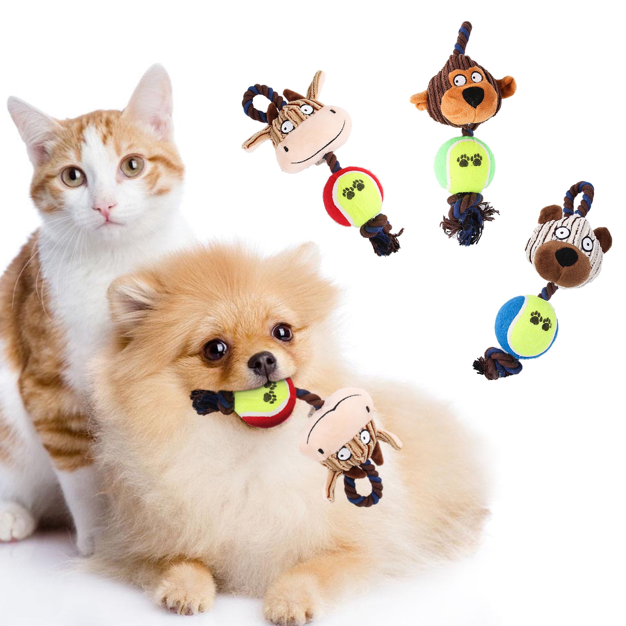 Kepooman 3 Pack Dog No Stuffing Plush Animal Squeaky Toy for Small Medium Large Pets, Dog Chew Toy for Teething Chewing and Playtime Kepooman 3 Pack Dog No Stuffing Plush Animal Squeaky Toy for Small Medium Large Pets, Dog Chew Toy for Teething Chewing and Playtime