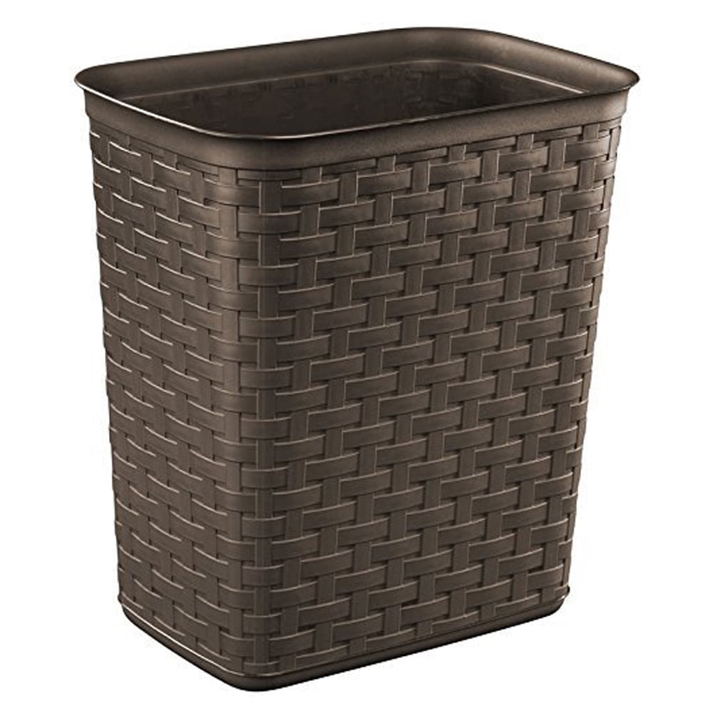 Sterilite 3.4 Gallon Trash Can, Plastic Weave Bathroom Trash Can, Brown