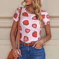 thumbnail image 6 of Fotbe Hand Drawn Strawberry Women's Crew Neck Short Sleeves Bodysuit Tops Round Neck Slim Sleeveless Soft Comfortable Basic-Large, 6 of 7