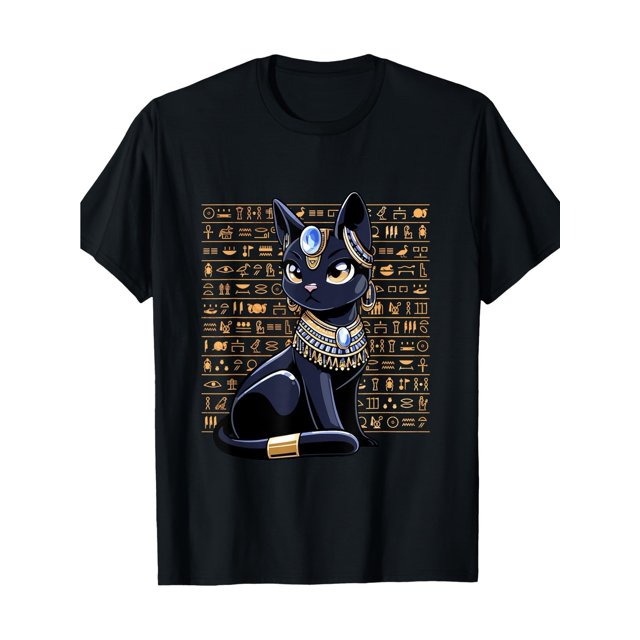 Halloween T-shirt - 100% Cotton Bast Cat Egyptian Mythology Goddess Bastet T-Shirt - 220g