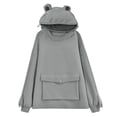 thumbnail image 5 of Womens Cute Frog Hoodies, Unisex Frog Hoodie Oversized Sweatshirt Zipper Mouth Cosplay Costume Pullover Sweatshirt with Pocket, 5 of 6