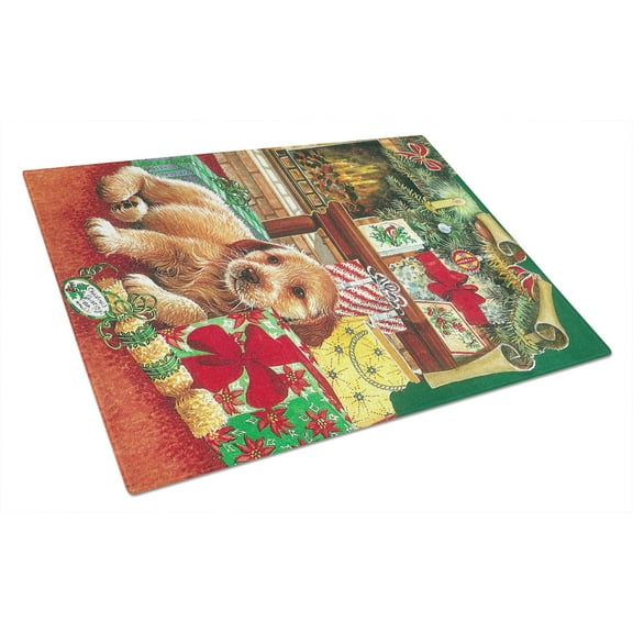 Christmas Puppy Glass Cutting Board Large