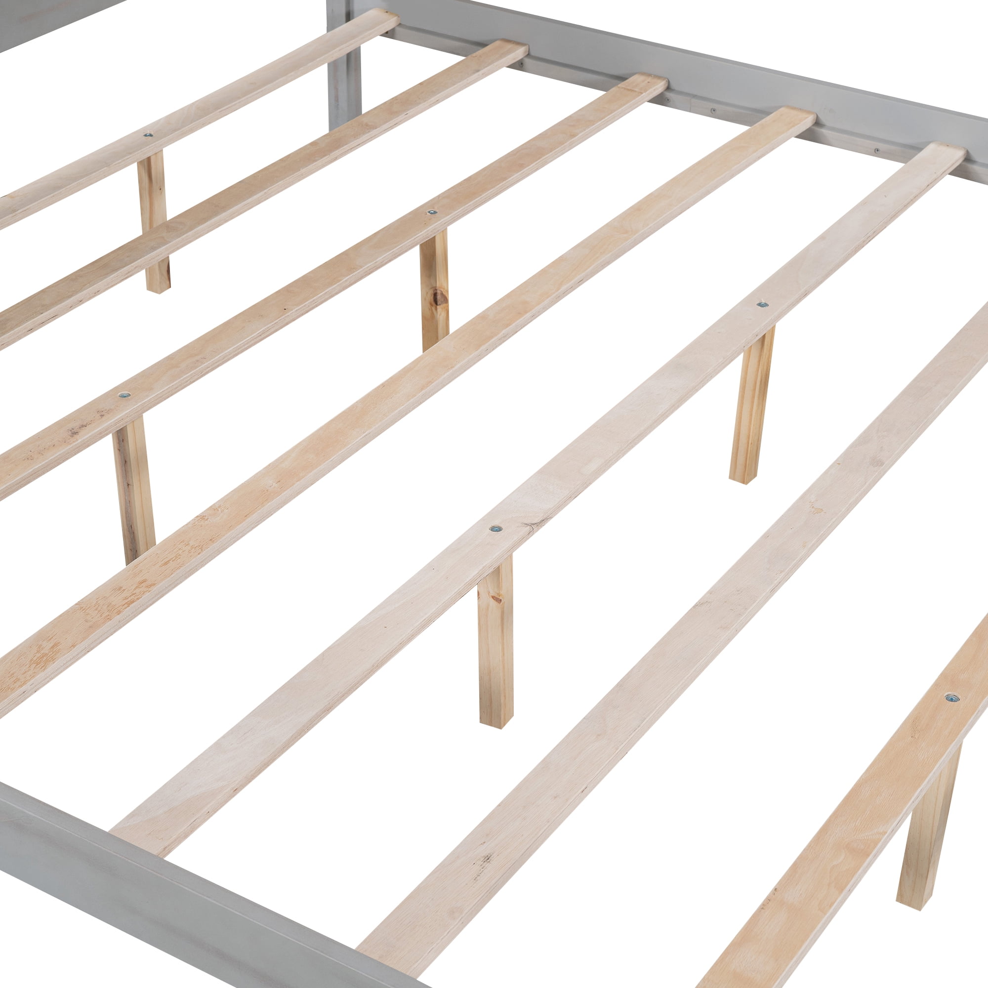 Harper & Bright Designs King Size Canopy Platform Bed with Headboard and Support Legs, Solid Wood 4 Post Canopy Bed Frame for Teens Adult, Grey