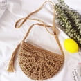 thumbnail image 6 of Gustave Women Straw Bags Handmade Woven Bag Summer Beach Rattan Shoulder Bag Sling Crossbody Purse with Tassels Bohemia Handbag (Khaki), 6 of 9