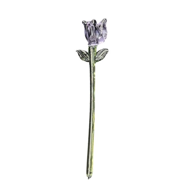 Decoración floral de vidrio hecha a mano con tallo, miniplantas florales sopladas a mano, figura decorativa para el hogar, sala de estar, oficina, mesa, florero.