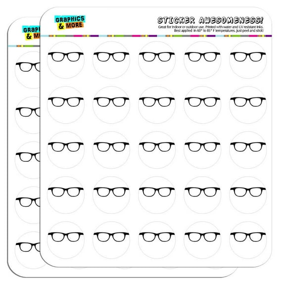 Hipster Glasses 1" Scrapbooking Crafting Stickers