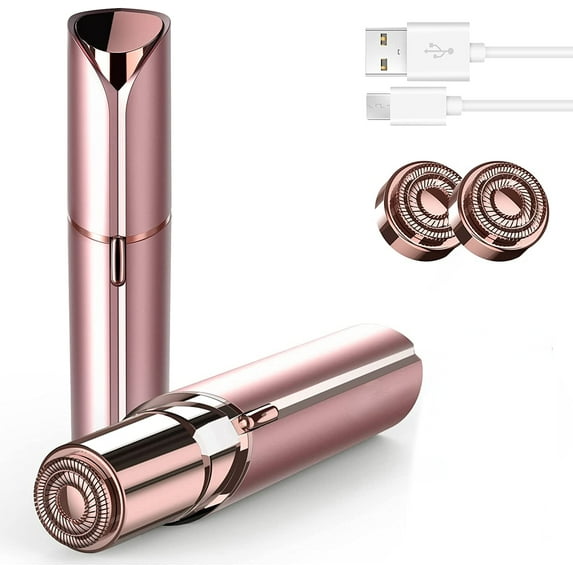 Painless Hair Removal for Women, Facial Hair Remover Devices Rechargeable, 2 x Replacement Heads Included, Best Womans Electric Face Shaver for Upper Lip, Chin, Mustache, with Flannel Bag by gurelax