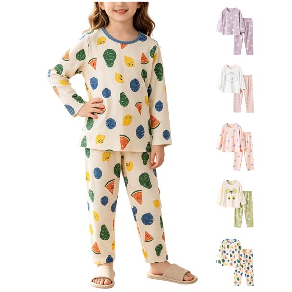 Lumosvexa Girls Outfits 2 Piece Round Neck Soft Cotton Long Sleeve Winter Home Warm Sets White 10-12