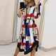 thumbnail image 2 of Vestido camisero HUOGUO Fashion para mujer, estampado de solapa, holgado, 2 of 5