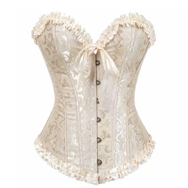 Minnieouse Mujer Corset Overbust Bustier Strapless Shapwear Ropa interior, S, Negro Ropa interior albaricoque S