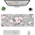 thumbnail image 2 of Pink White Rose Floral Gaming Mouse Pad Desk Mat XL 31.5×11.8 in Spring Cute Flower Grey Extended Mousepad 30X80cm with Non-Slip Rubber Base Stitched Edge Large Desk Pad for Women Gamer Office Home, 2 of 6