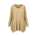thumbnail image 5 of Nowekniz Women Crewneck Long Sleeve Tops, Lightweight Loose Sweatshirt Tunic Shirts with Pockets, Soft Casual Blouses Matching Leggings, Fashionable Fall Daily Wear Outfits, 5 of 5