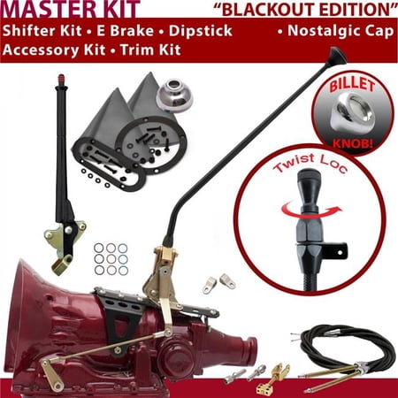 American Shifter AOD Shifter Kit Black 23 in. E Brake Cable Clevis Trim Kit Dipstick for F419F