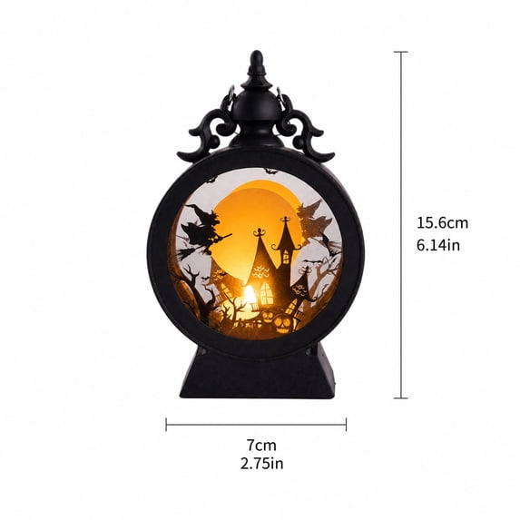 Halloween Witch Glowing LED Figurine, Resin Spooky Night Light with Warm Amber Glow for Desk Shelf Table Decor
