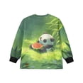 thumbnail image 5 of Xoenoiee Panda Watermelon Leaves Print Girls Oversized Crewneck Sweatshirt Y2k Long Sleeve Side Slit Pullover Drop Shoulder Sweatshirt for Teen Girl, 9-10 Years, 5 of 7