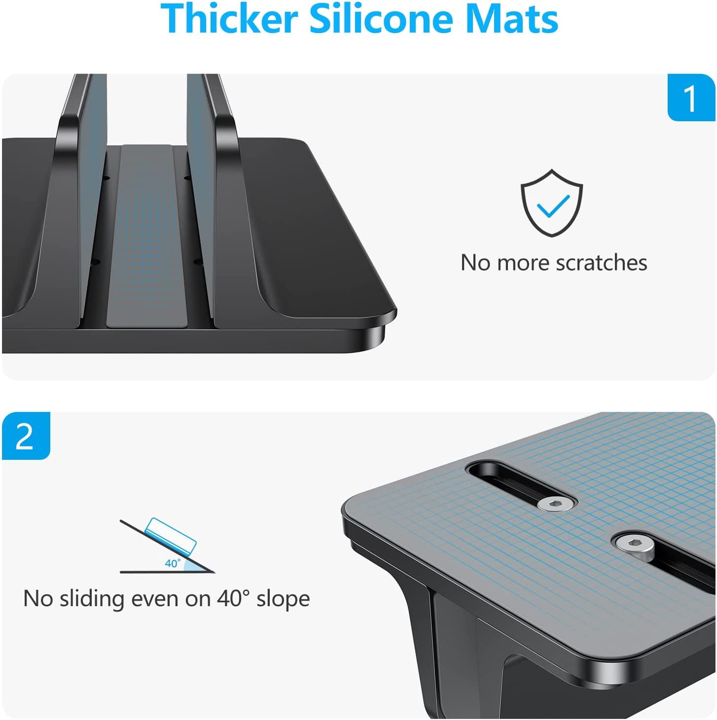 Vertical Laptop Stand Holder, Desktop Aluminum Stand for MacBook with Adjustable Dock Size, Fits All MacBook, Surface, Chromebook and Gaming Laptops (Up to 17.3 inches), Black