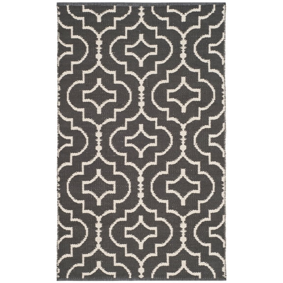 SAFAVIEH Montauk Raeyln Geometric Cotton Area Rug, Dark Grey/Ivory, 2'6" x 4'
