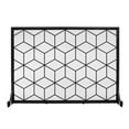 thumbnail image 6 of Vanity Art Iron Fireplace Screen | Heavy-Duty and Heat-Resistant Indoor Single Panel Geometric Pattern Iron Fireplace Screen with 29.33-inch Height, Black, MLT3022FP-BK, 6 of 7