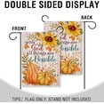 thumbnail image 4 of With God All Things are Possible Fall Floral Decorative Garden Flag, Religious Autumn Pumpkin Sunflower Maple Leaves Yard Lawn Outside Decor, Thanksgiving Inspirational Outdoor Decoration 12x18, 4 of 6