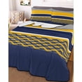 thumbnail image 3 of Quilts Twin Size Bedding Set, Navy Yellow Grey Stripes Lightweight Quilted Comforter, Abstract Lines Geometric Modern Soft Reversible Bedspread Coverlet with Pillow Covers for All Season, 68" x 86", 3 of 7