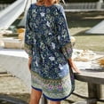 thumbnail image 2 of ZANZEA Womens Dresses 3/4 Sleeve V-Neck Printing Above Knee Length Dress, 2 of 14
