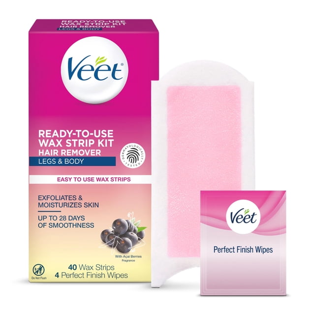 Kit de depilación Veet listo para usar para mujer con 40 tiras de cera