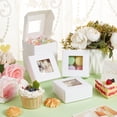 thumbnail image 5 of 28 Packs 3.3x3.3x1.3 Inch Square Gift Boxes with Clear Window White Bakery Boxes Gift Packaging Boxes for Anniversaries Birthdays Weddings Graduation, 5 of 6
