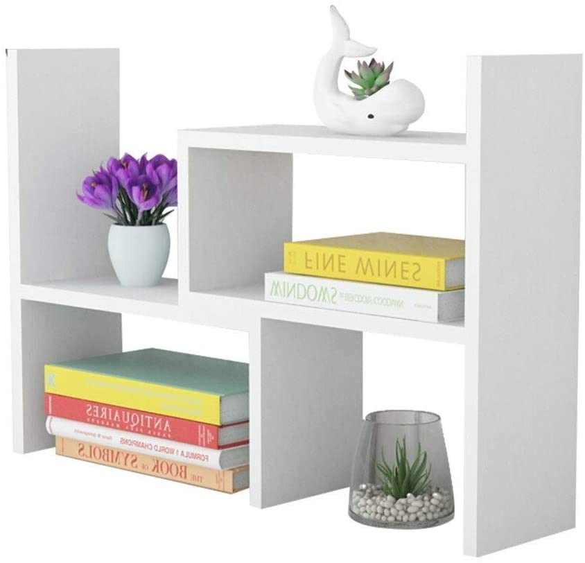 Home Bookshelf Wood Desktop Bookshelf Expandable Office Bookcase Literature Organisers Storage
