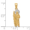 thumbnail image 3 of 10k Yellow Gold Textured Polished and Rhodium Saint Jude Charm 25x6mm Wide Pendant Necklace for Women, 3 of 3