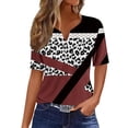 thumbnail image 2 of Fiudx Ofertas Flash Del Día Solo En Línea Blusa de Manga Corta Estampada a La Moda para Mujer, Blusas Informales con Cuello Redondo, 2 of 4