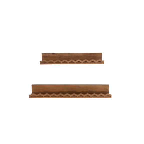 DecMode 31", 24"W Handmade Wavy 1-Tier Brown Wall Shelf (2 Count)
